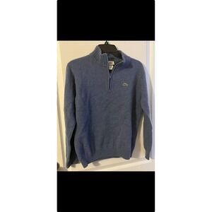 Vintage‎ 90's Lacoste Mens Sweater Blue Wool Blend Quarter Zip Pullover